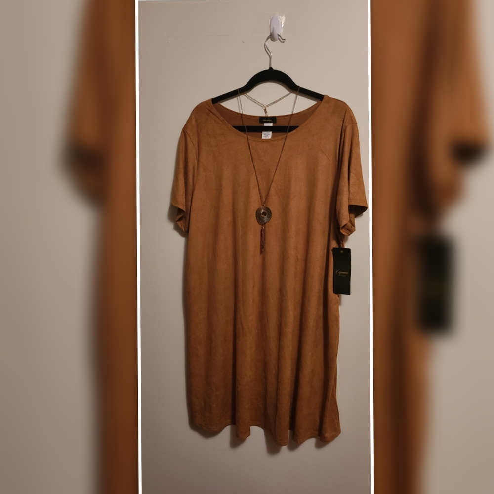NWT camel colored suede dress